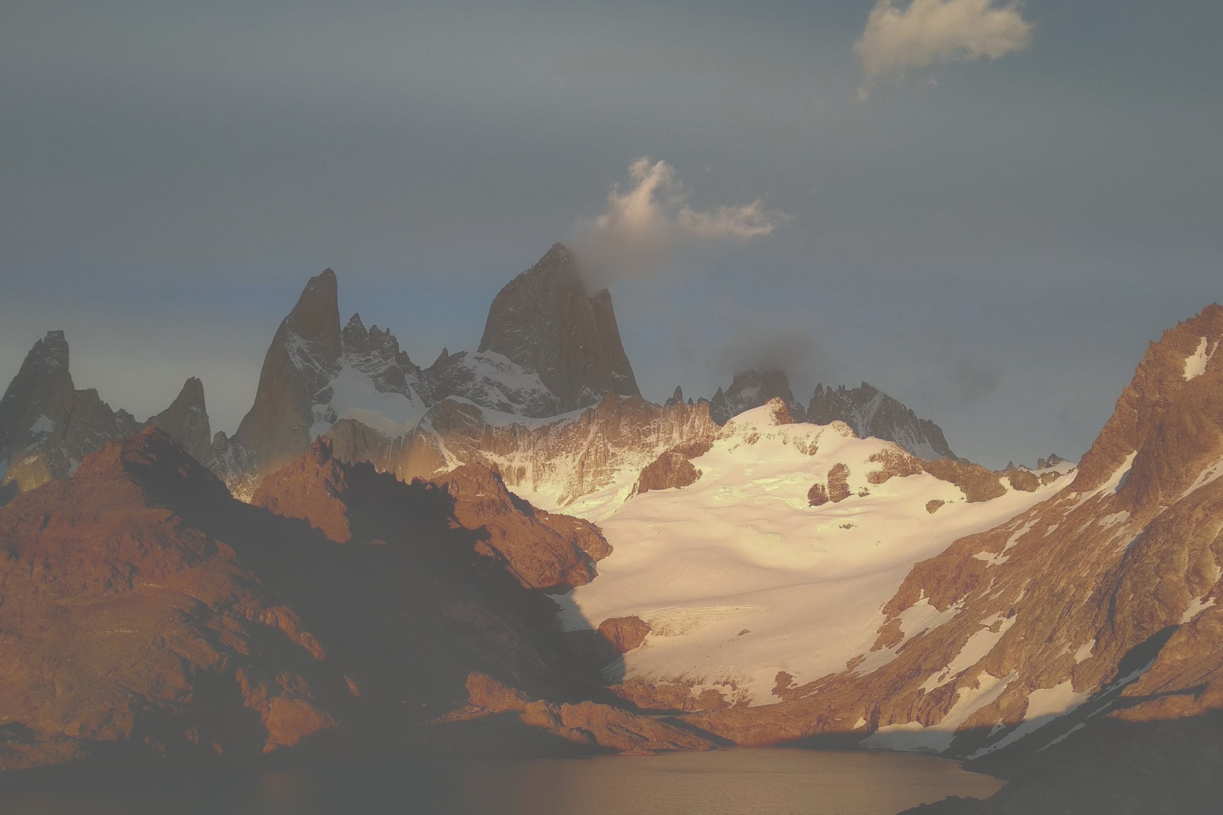 The same Fitz Roy photo, flat and unedited as shot