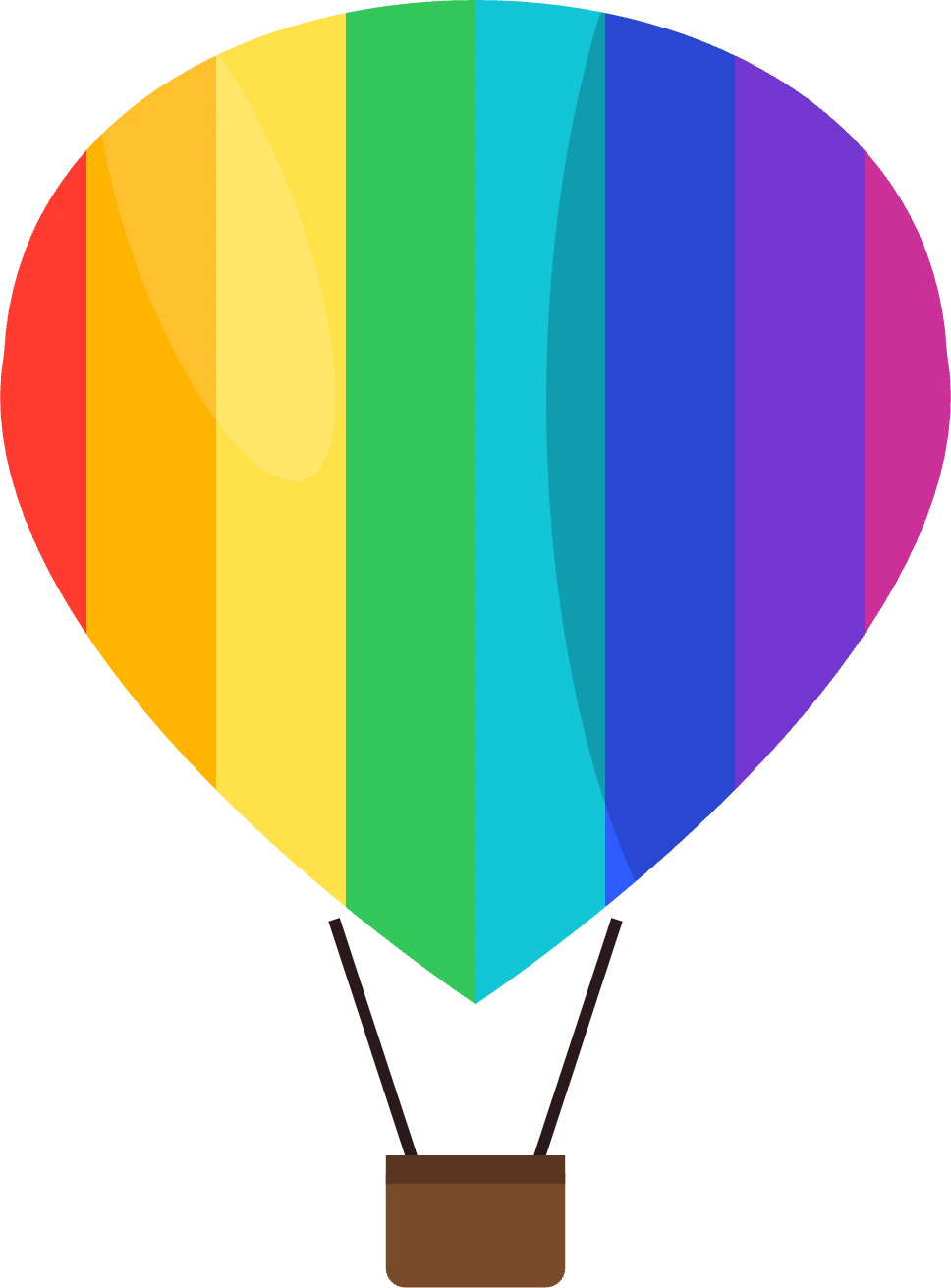 The hot-air balloon cut out on a transparent background