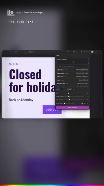 Animated text with any Google Font