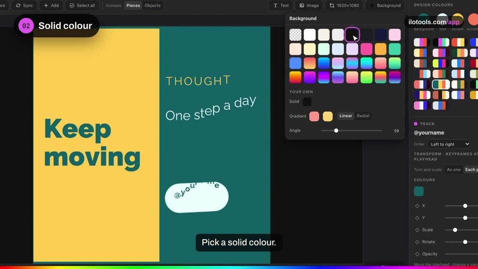 Backgrounds, gradients, or none.: a step of the tutorial on the real software