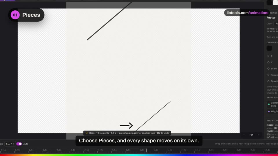 Animate your own Illustrator art.: a step of the tutorial on the real software