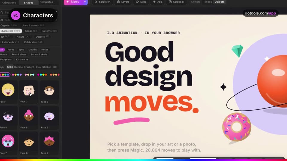 40,431 shapes, ready to move.: a step of the tutorial on the real software