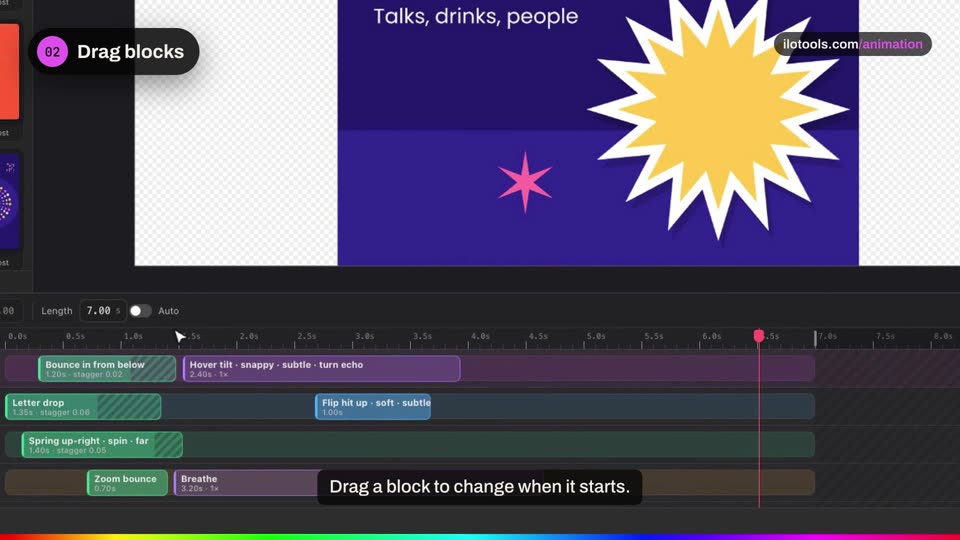 The timeline, step by step.: a step of the tutorial on the real software